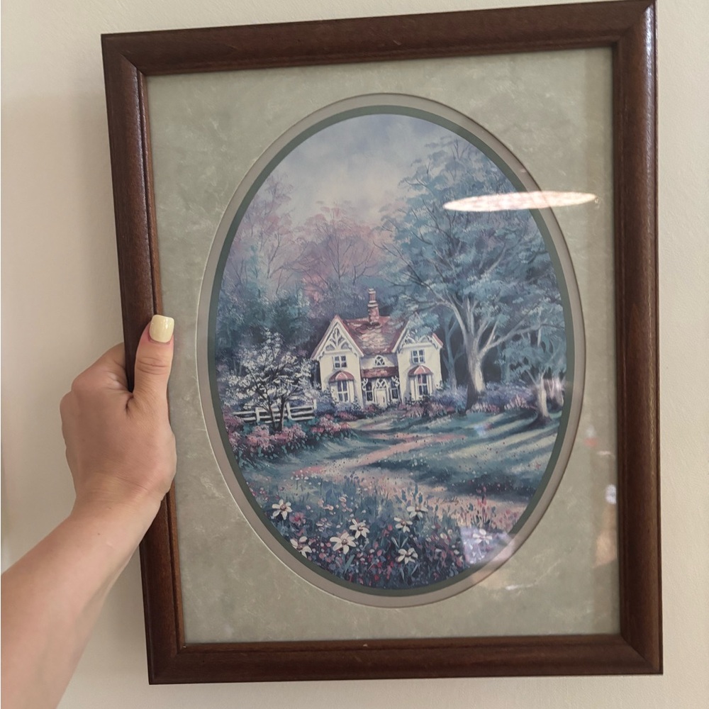 Set of 2 F Buckley framed Cottage Landscape Art